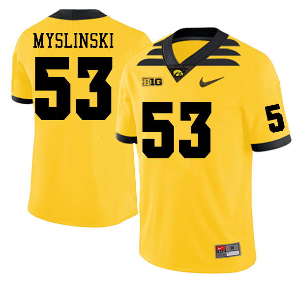 Men #53 Michael Myslinski Iowa Hawkeyes College Football Jerseys Sale-Gold